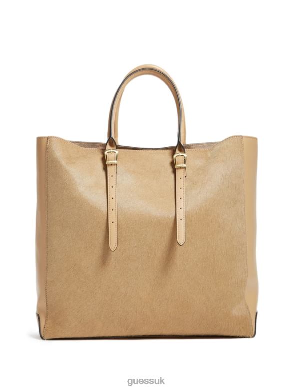 GUESS Women Lady Luxe Leather Tote Beige Overflow Bags V28V63083