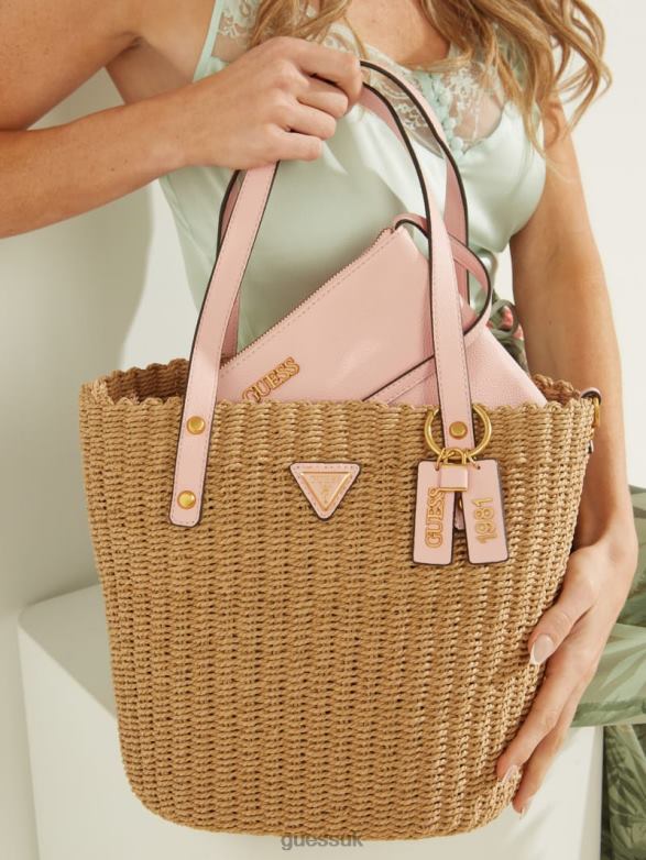 GUESS Women Lilica Shopper Tote Medium Orange Bags V28V63112