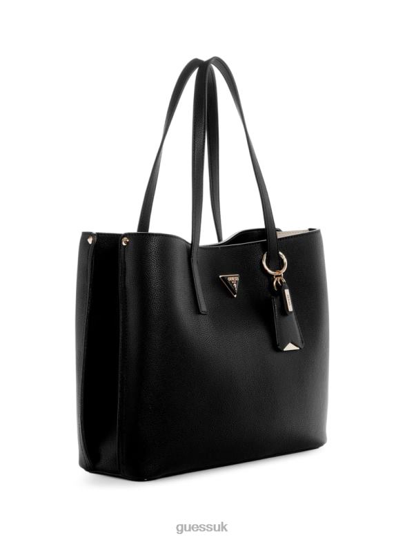 GUESS Women Meridian Girlfriend Tote Black Floral Print Bags V28V63076