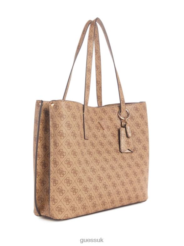 GUESS Women Meridian Quattro G Girlfriend Tote Latte Logo Bags V28V63077