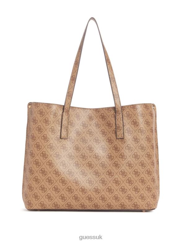 GUESS Women Meridian Quattro G Girlfriend Tote Latte Logo Bags V28V63077