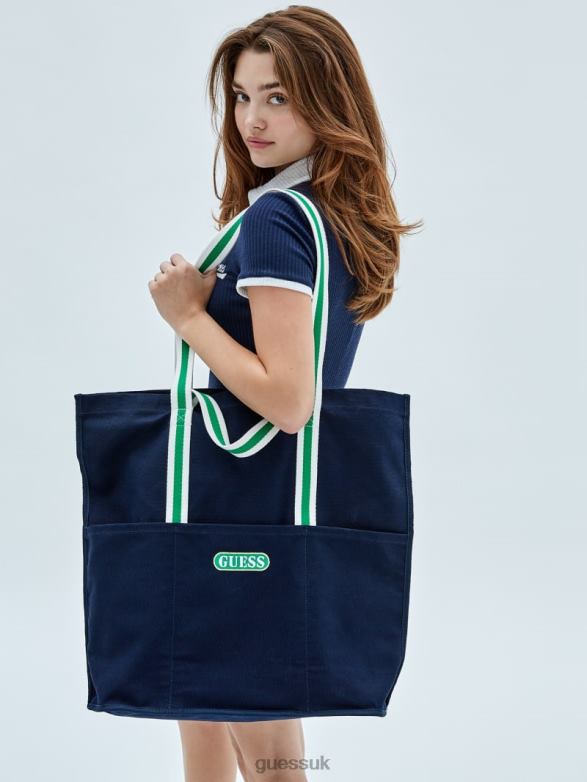 GUESS Women Originals Vintage Logo Tote Blackened Blue Bags V28V63096