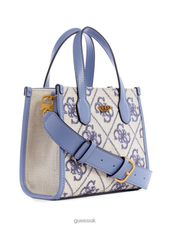 GUESS Women Silvana Embroidered Canvas Mini Tote Wisteria Logo Bags V28V63080