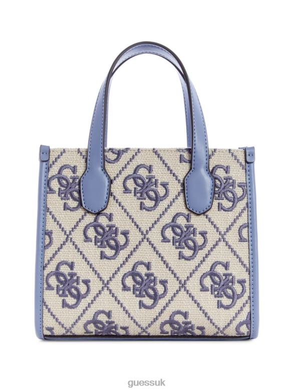 GUESS Women Silvana Embroidered Canvas Mini Tote Wisteria Logo Bags V28V63080