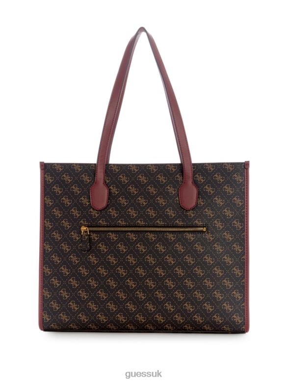 GUESS Women Silvana Logo Tote Brown Logo/Merlot Bags V28V63241