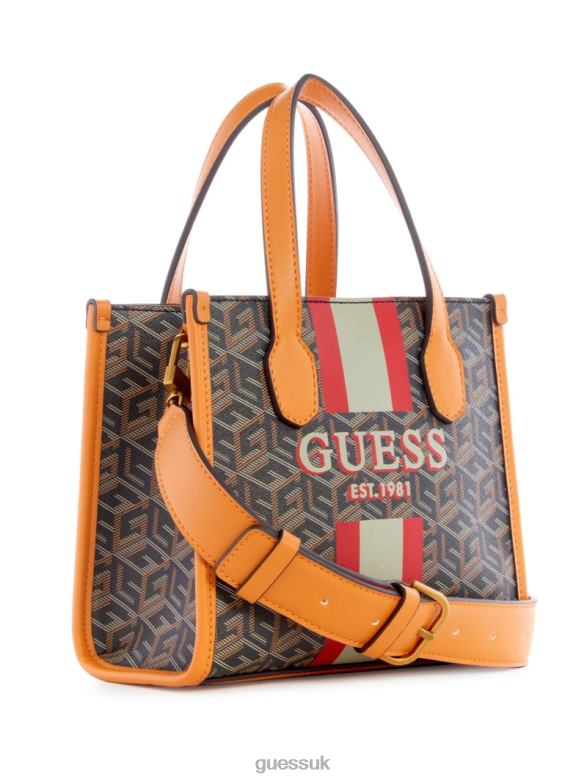 GUESS Women Silvana Mini Totes Black Gold Bags V28V62890
