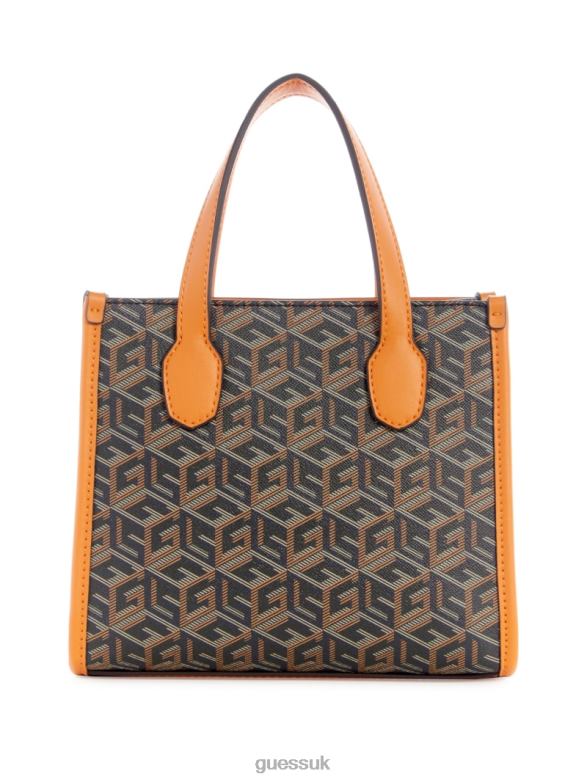 GUESS Women Silvana Mini Totes Black Gold Bags V28V62890