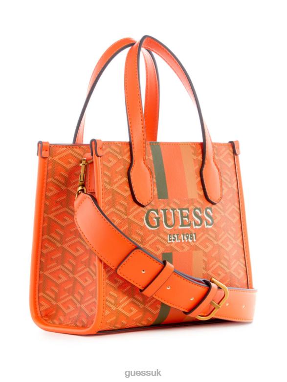 GUESS Women Silvana Mini Totes Orange Logo Bags V28V62932