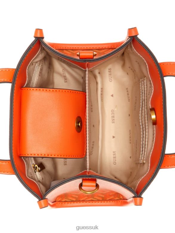GUESS Women Silvana Mini Totes Orange Logo Bags V28V62932
