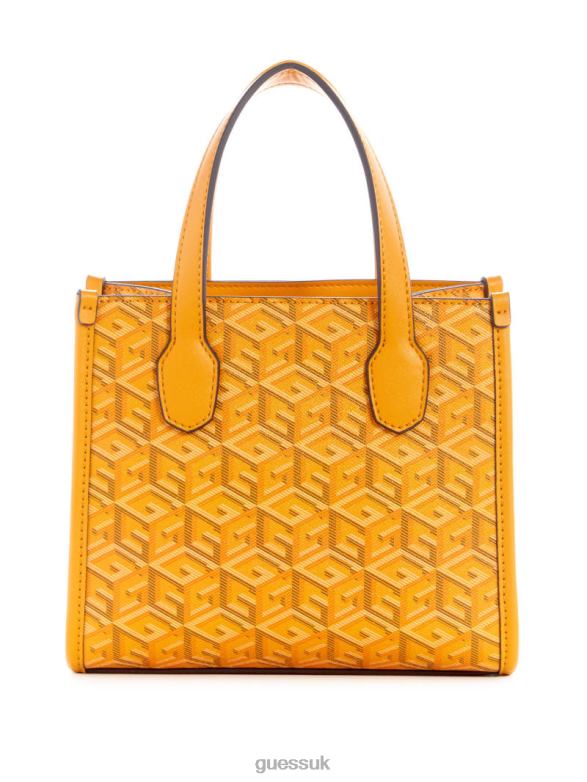 GUESS Women Silvana Mini Totes Yellow Logo Bags V28V62884