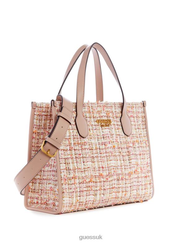 GUESS Women Silvana Tweed Tote Asp Green Bags V28V62889