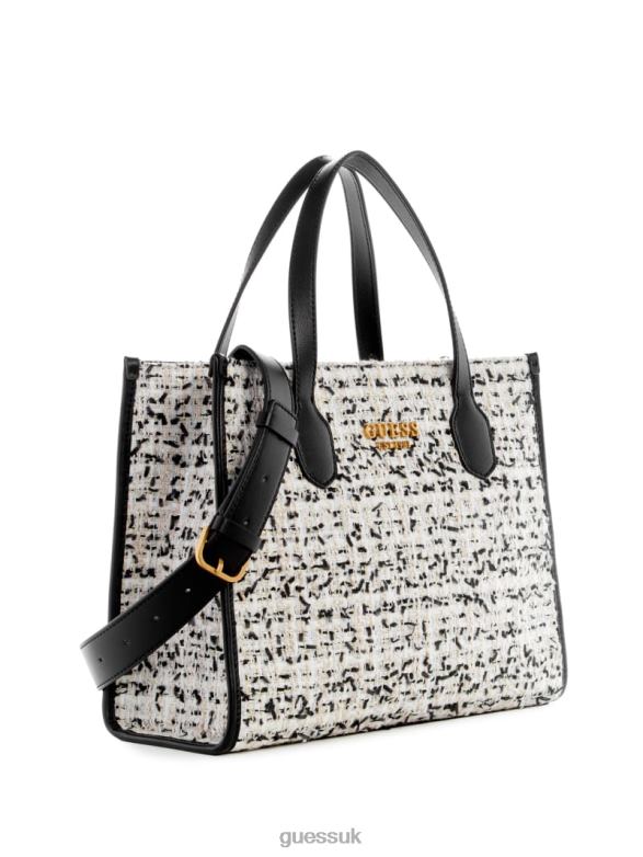 GUESS Women Silvana Tweed Tote Cream Multi Bags V28V62790