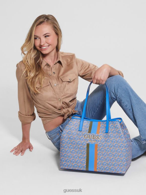 GUESS Women Vikky Large Tote Aquatic Logo Bags V28V63239