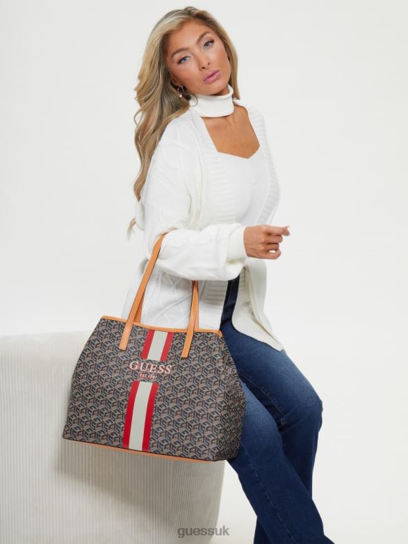 GUESS Women Vikky Large Tote Black Gold Bags V28V63070