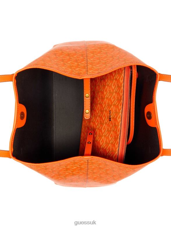 GUESS Women Vikky Large Tote Orange Logo Bags V28V63103