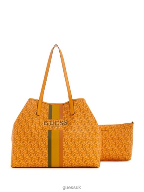 GUESS Women Vikky Large Tote Yellow Logo Bags V28V63095