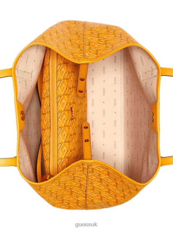 GUESS Women Vikky Large Tote Yellow Logo Bags V28V63095