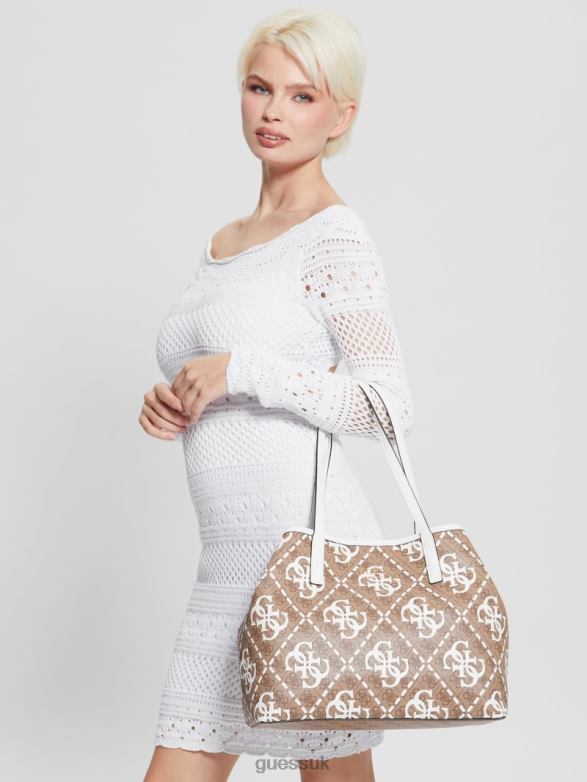 GUESS Women Vikky Quattro G Large Tote Light Grey Heather Bags V28V63250