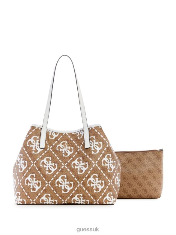 GUESS Women Vikky Quattro G Large Tote Light Grey Heather Bags V28V63250