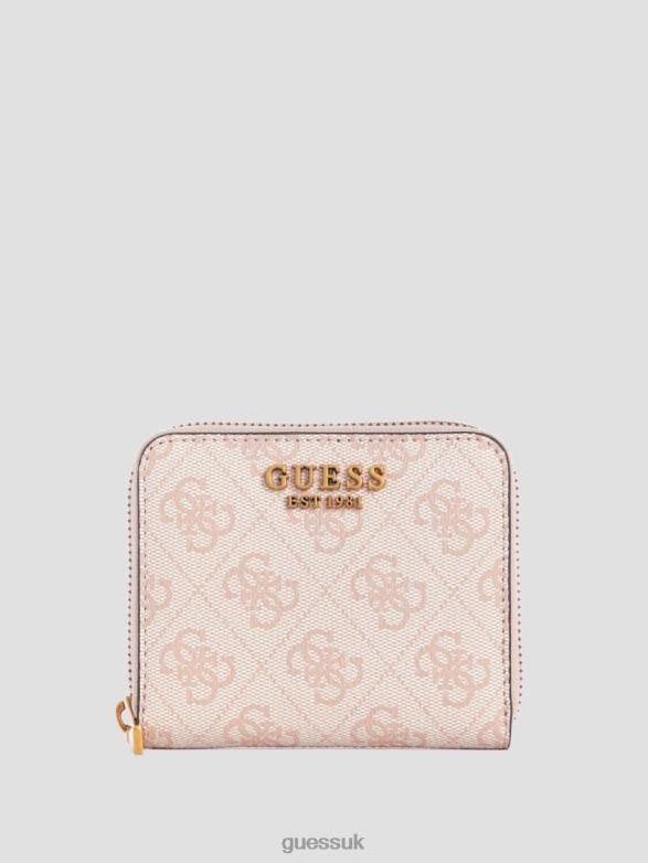 GUESS Women Ginevra Logo Small Zip-Around Wallet Blush Logo Bags V28V63150