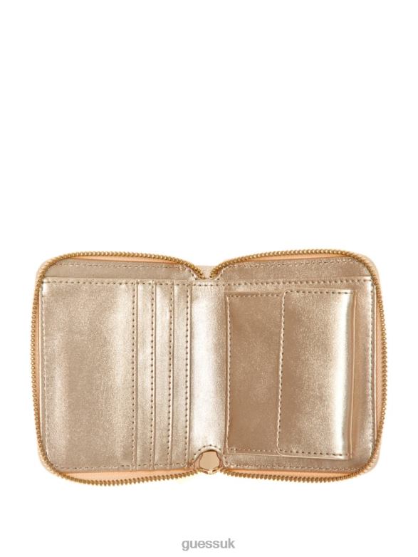 GUESS Women Ginevra Logo Small Zip-Around Wallet Blush Logo Bags V28V63150