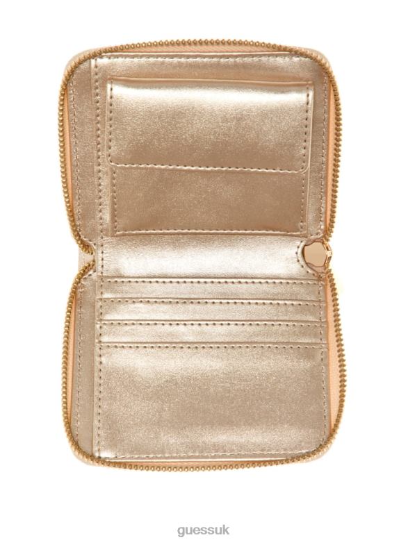 GUESS Women Giully Small Zip-Around Wallet Beige Overflow Bags V28V63151