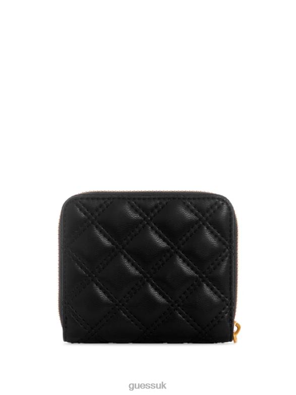 GUESS Women Giully Small Zip-Around Wallet Black Floral Print Bags V28V63138