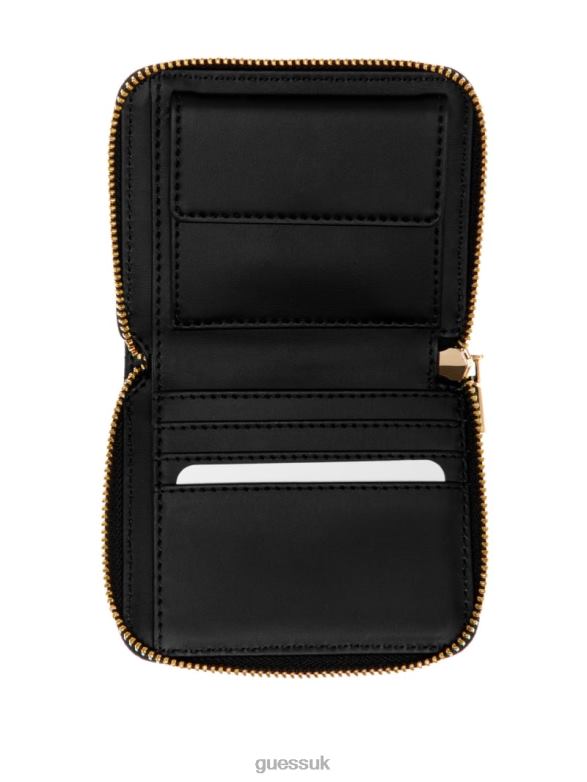 GUESS Women Giully Small Zip-Around Wallet Black Floral Print Bags V28V63138