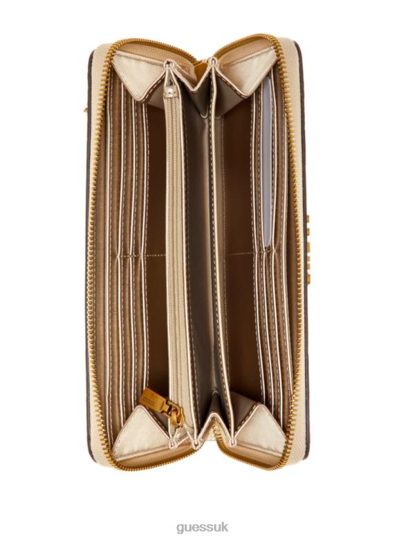 GUESS Women Izzy Large Zip-Around Wallet Dove Logo Bags V28V63136