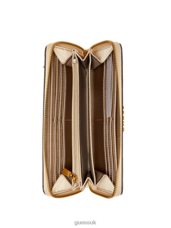 GUESS Women James Croc Large Zip-Around Wallet Bronze Bags V28V63125