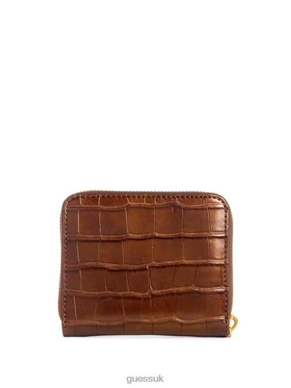 GUESS Women James Croc Small Zip-Around Wallet Bronze Bags V28V63126