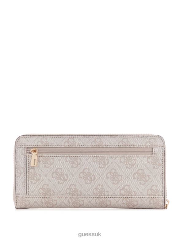 GUESS Women Laurel Large Zip-Around Wallet Dove Logo Bags V28V63134