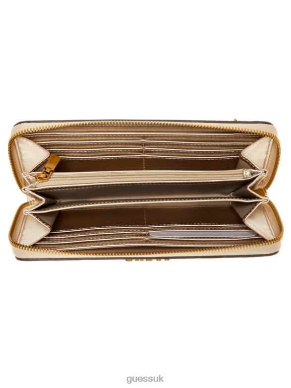 GUESS Women Laurel Large Zip-Around Wallet Dove Logo Bags V28V63134