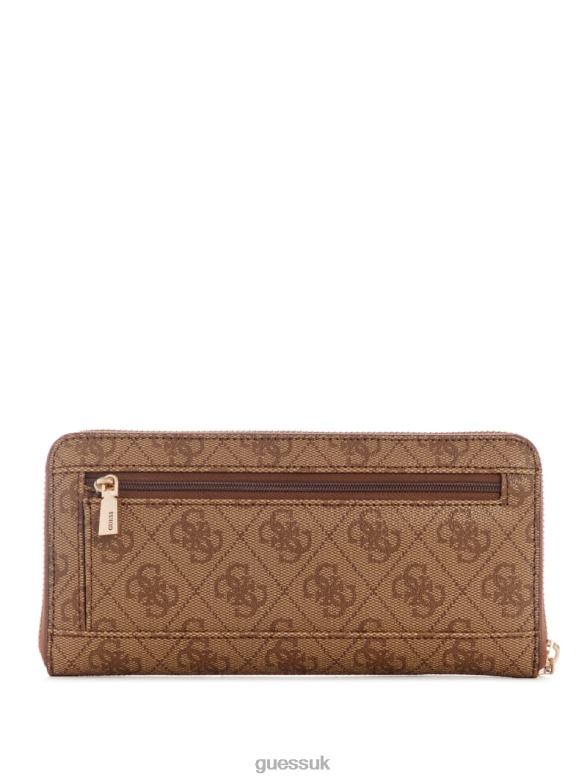 GUESS Women Laurel Large Zip-Around Wallet Latte Logo Bags V28V63131