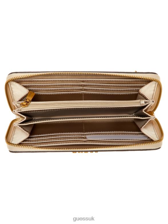 GUESS Women Laurel Large Zip-Around Wallet Latte Logo Bags V28V63131