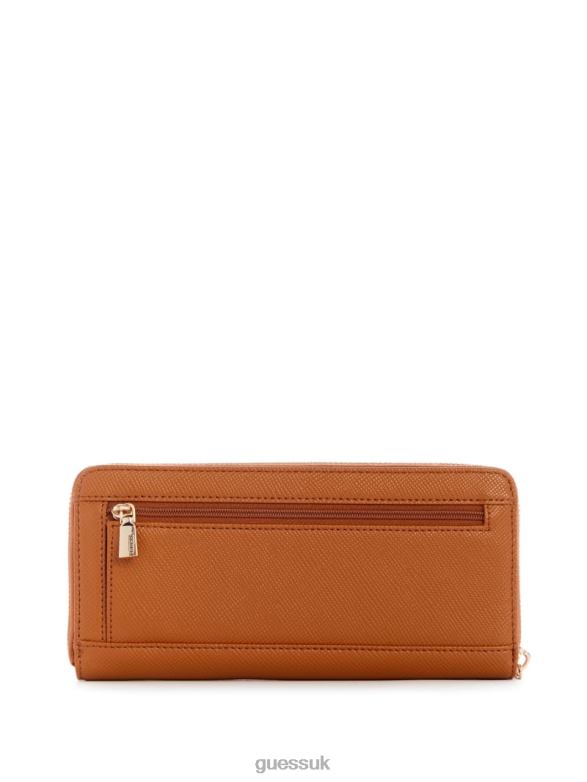 GUESS Women Laurel Large Zip-Around Wallet Light Cognac Bags V28V63160