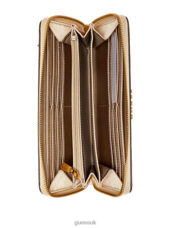GUESS Women Laurel Large Zip-Around Wallet Light Cognac Bags V28V63160
