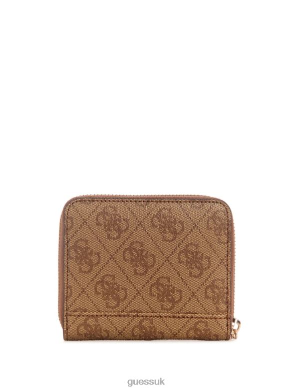 GUESS Women Laurel Small Zip-Around Wallet Latte Logo Bags V28V63129