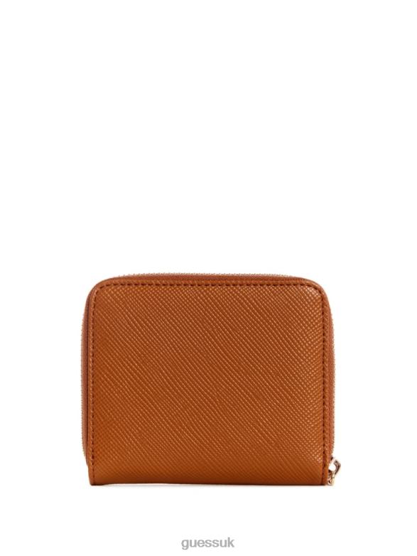 GUESS Women Laurel Small Zip-Around Wallet Light Cognac Bags V28V63154
