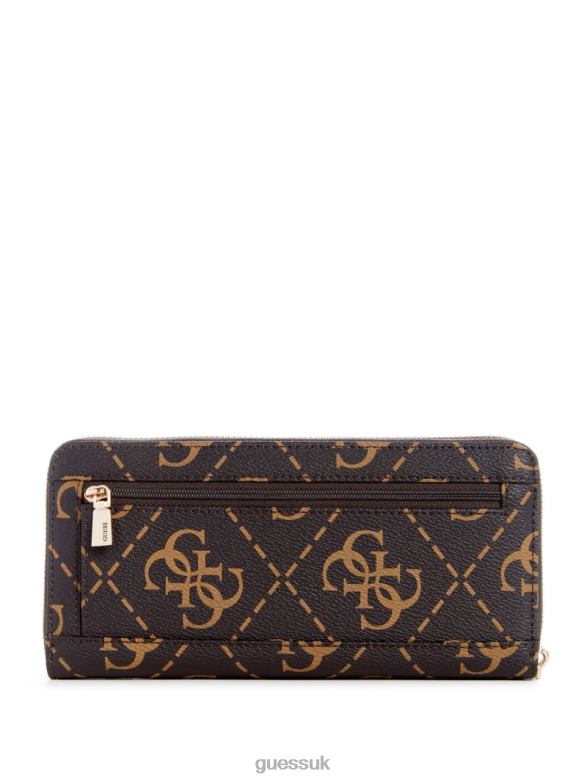 GUESS Women Rea Large Zip-Around Wallet Brown Multi Bags V28V63148