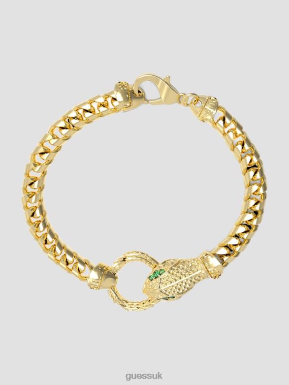 GUESS Women 14K Gold-Plated Snake Bracelet Green Gold Accessory V28V63912