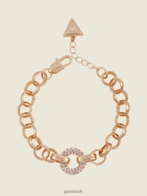 GUESS Women Crystal Rolo Chain Bracelet Gold Accessory V28V63941