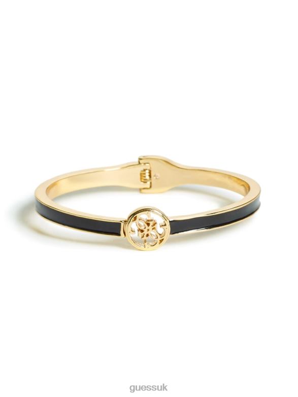 GUESS Women Enamel Logo Bangle Gold Black Accessory V28V63930
