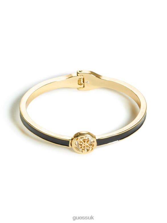 GUESS Women Enamel Logo Bangle Gold Black Accessory V28V63930
