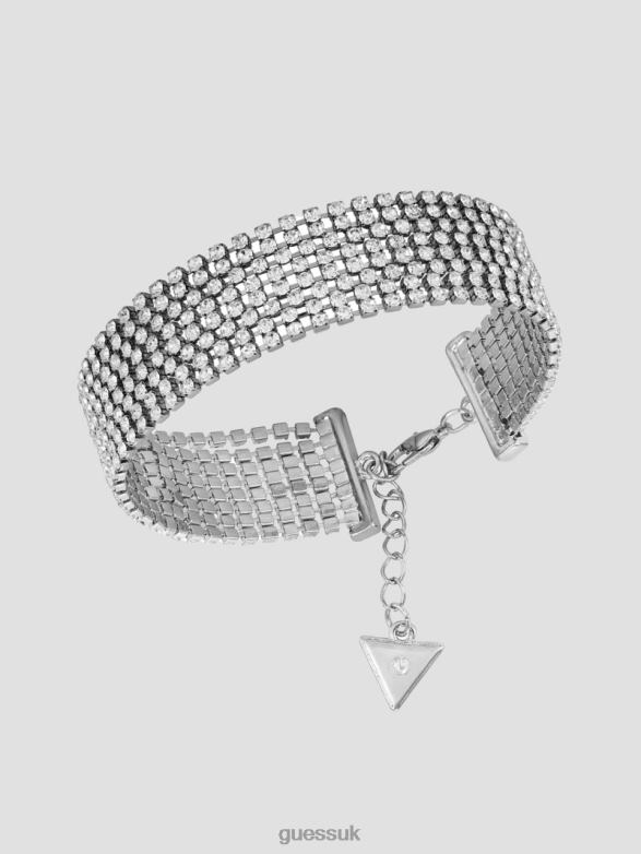 GUESS Women Multi-Chain Rhinestone Bracelet Silver Accessory V28V63837