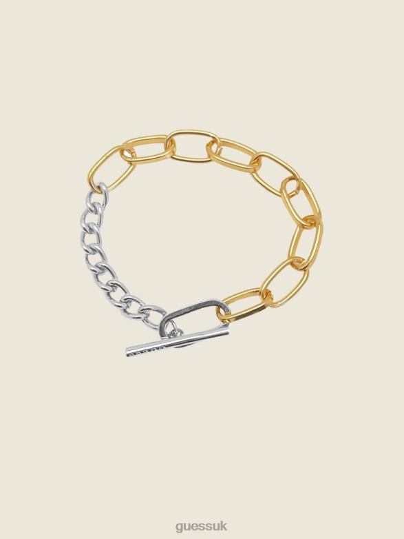 GUESS Women Multi-Tone Mixed Chain-Link Bracelet Multi Green Pink White Accessory V28V63917