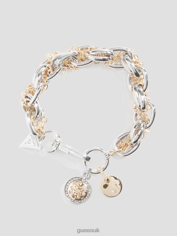 GUESS Women Quattro G Charm Toggle Bracelet Silver Accessory V28V63840