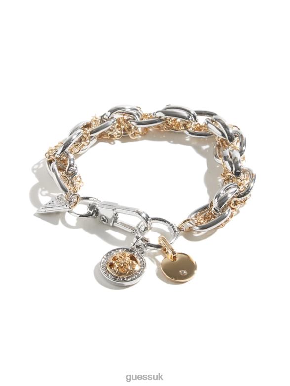 GUESS Women Quattro G Charm Toggle Bracelet Silver Accessory V28V63840