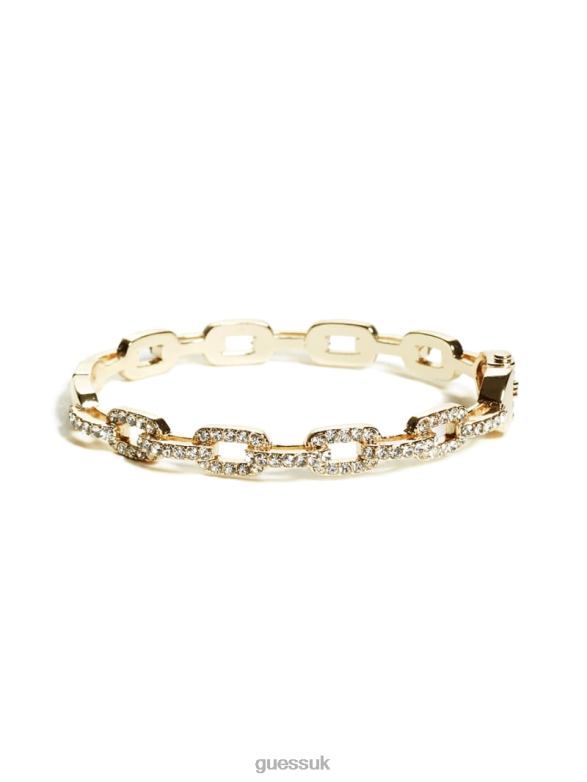 GUESS Women Rhinestone Chain-Link Bangle Bracelet Gold Accessory V28V63939