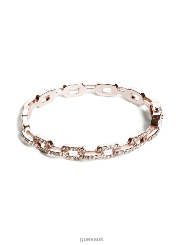 GUESS Women Rhinestone Chain-Link Bangle Bracelet Gold Accessory V28V63939